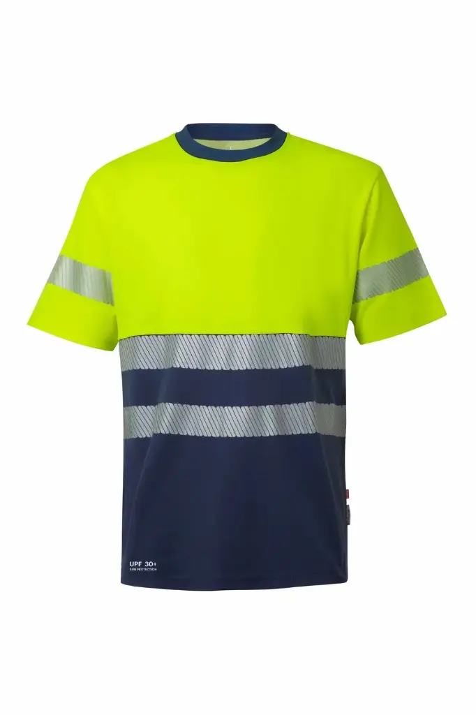 CAMISETA 305643 HI VIS Cotton RS · MC · BICOLOR · ALGODON · ECO · BANDAS SEGMENTADAS · PROTEC. SOLAR >30ºC · AV · CE II CAT · [150g]