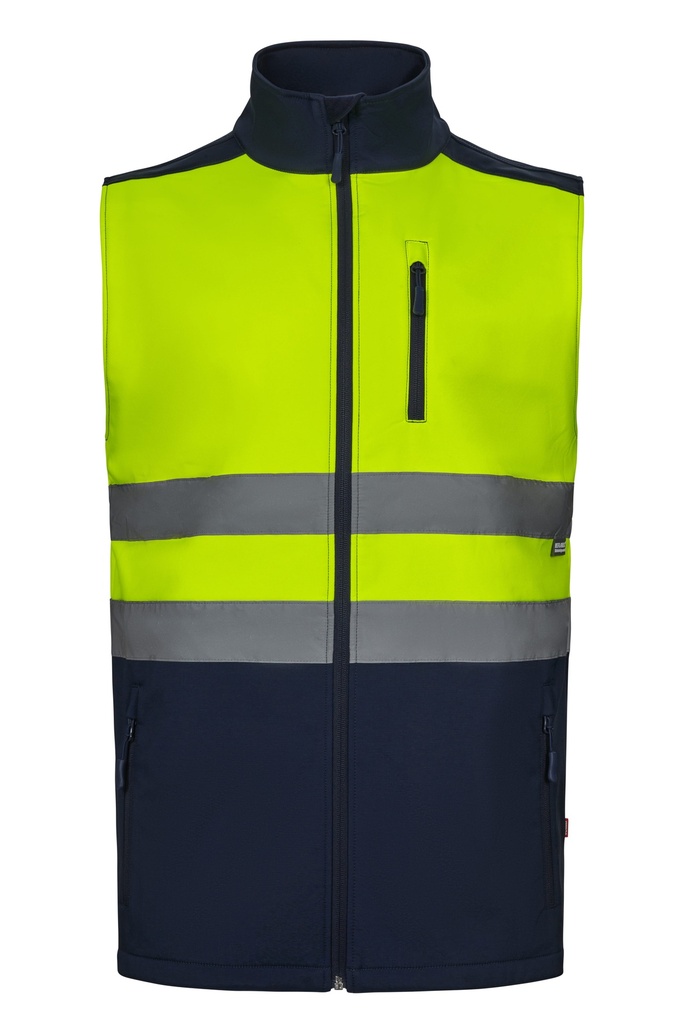 CHALECO SOFTSHELL 305906 Outerwear · BICOLOR · ELASTICO/STRETCH · HIDROFUGADO · 3 CAPAS · AV · CE II CAT
