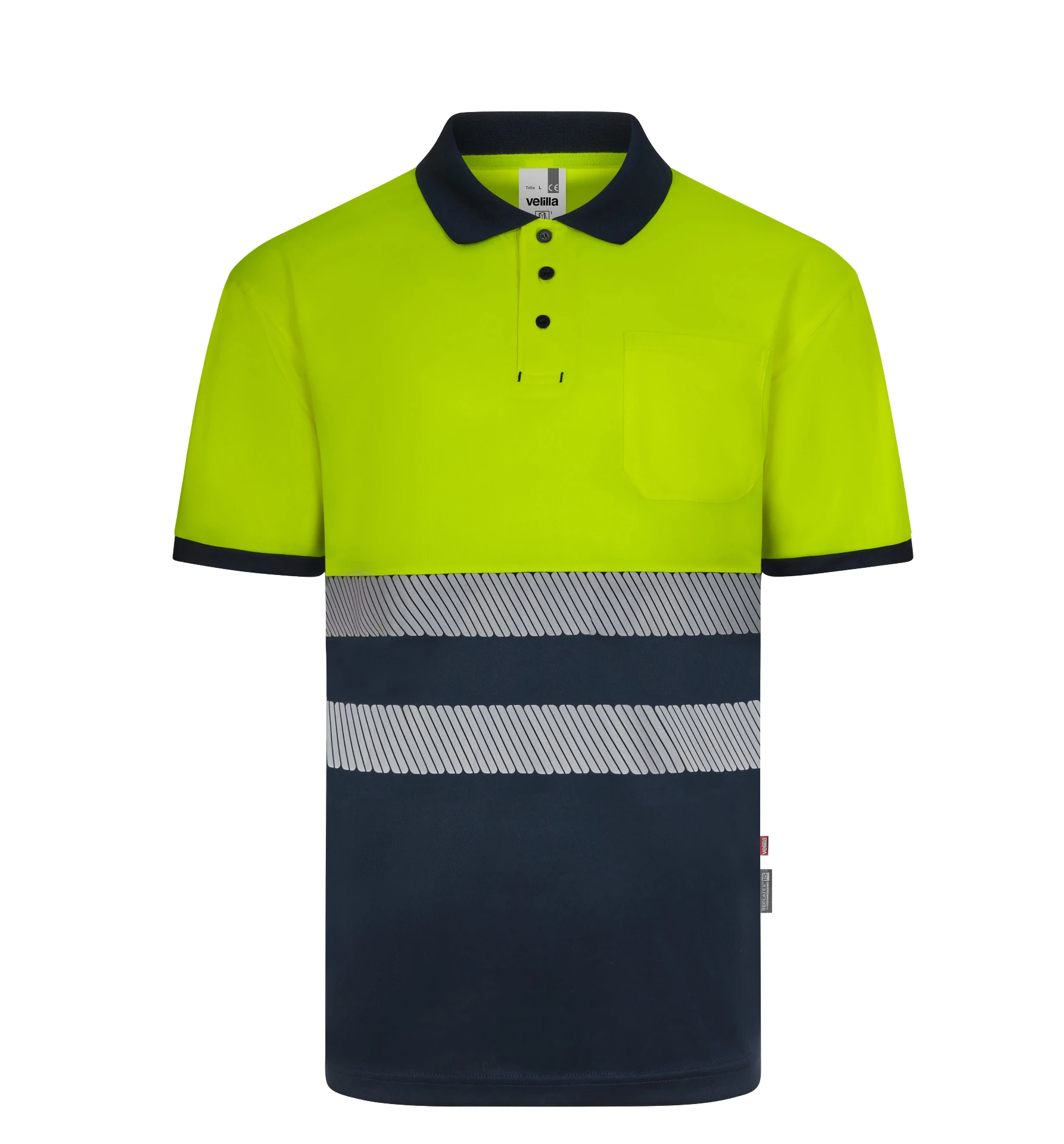POLO GRS 305533 · MC · BICOLOR · BOLSILLO · BANDAS SEGMENTADAS · PROTECCION SOLAR >50ºC · ECO · AV · CE II CAT · [140g]
